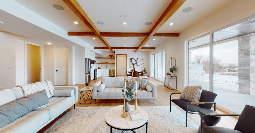 modern living room natural light large windows denver co