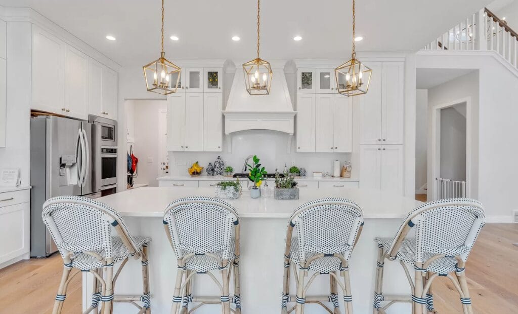 white island countertop pendant lights kitchen remodeling project denver co